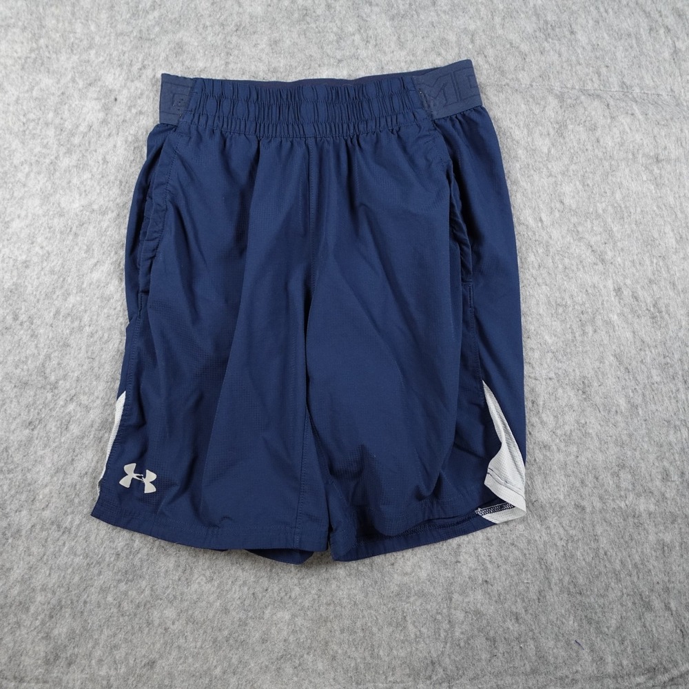 Under Armour Shorts Mens Small Navy HeatGear Fitted Grid Textured Athletic Sport